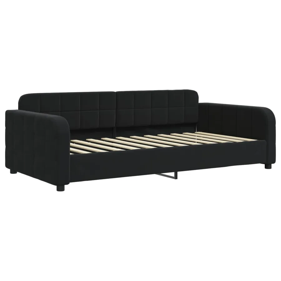 Lit de jour avec matelas noir 90x200 cm velours - 3