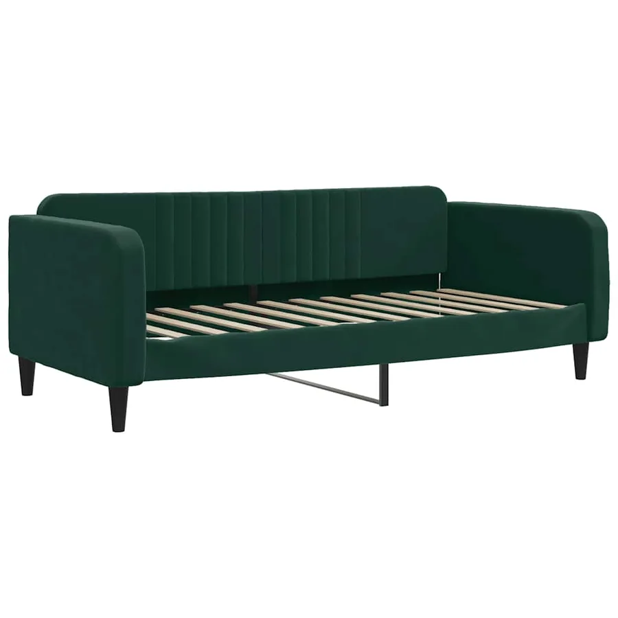 Lit de jour avec matelas vert foncé 90x200 cm velours - 3