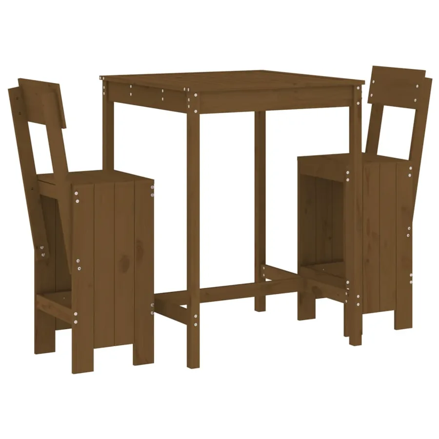 Ensemble de bar de jardin 3 pcs marron miel bois pin massif - 2