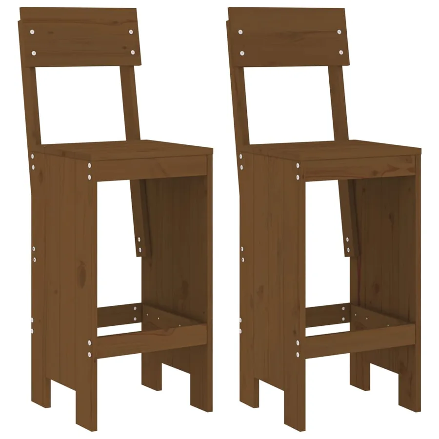 Ensemble de bar de jardin 3 pcs marron miel bois pin massif - 3