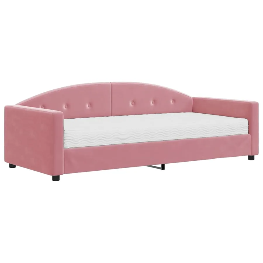 Lit de jour avec matelas rose 90x200 cm velours - 2