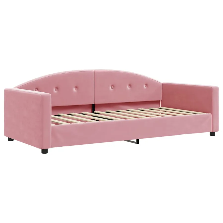 Lit de jour avec matelas rose 90x200 cm velours - 3