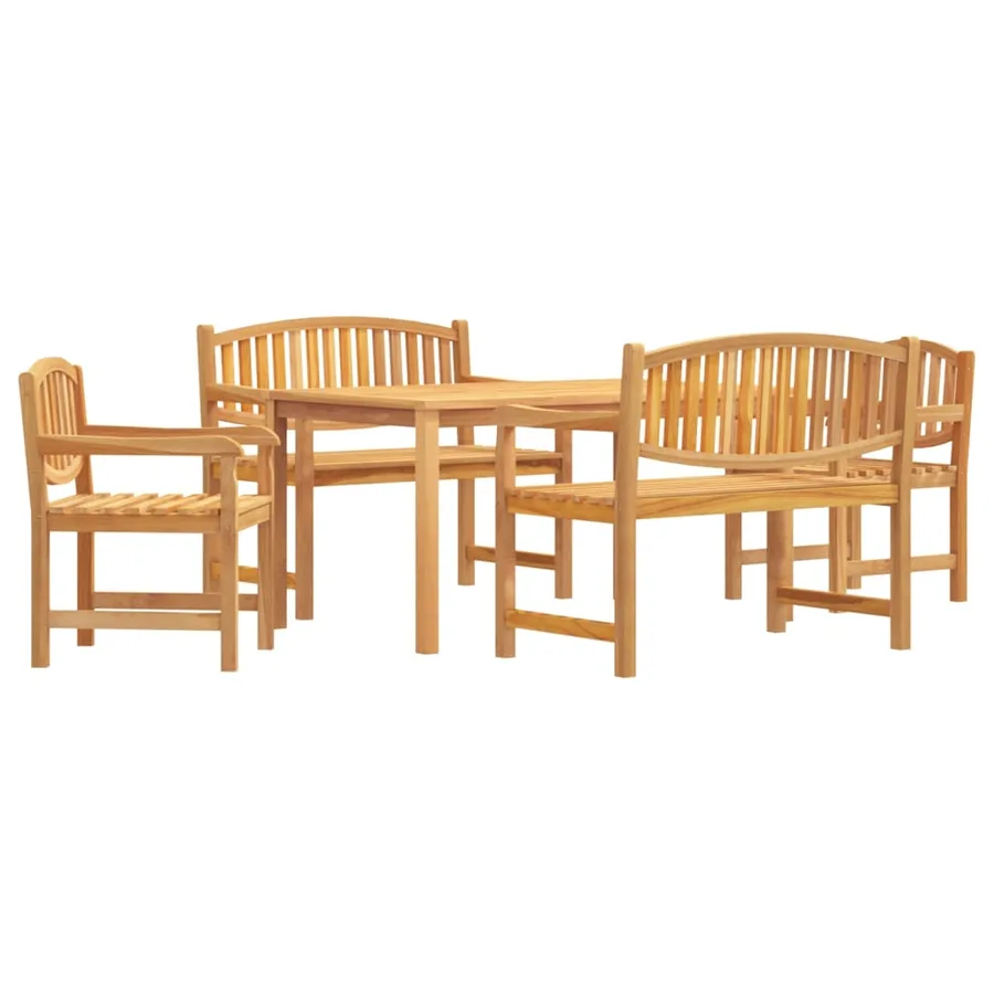 Ensemble à manger de jardin 5pcs Bois de teck massif - 2