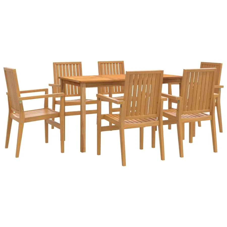 Ensemble à manger de jardin 7 pcs Bois de teck solide - 2