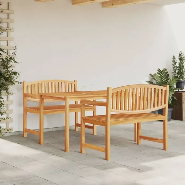 Ensemble à manger de jardin 3 pcs Bois de teck massif