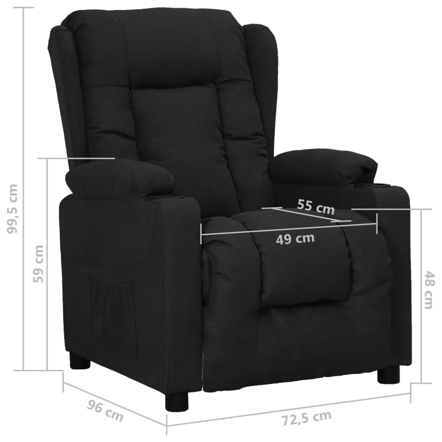 Fauteuil inclinable Noir Tissu - 8