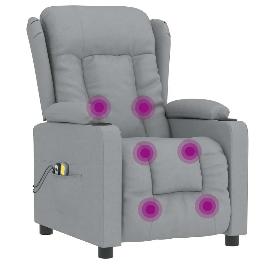 Fauteuil électrique de massage Gris clair Tissu - 8