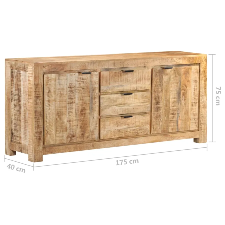 Buffet 175x40x75 cm Bois de manguier brut - 7