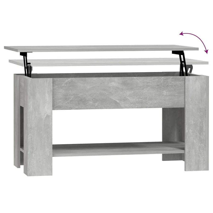 Table basse gris béton 101x49x52 cm bois d'ingénierie - 7