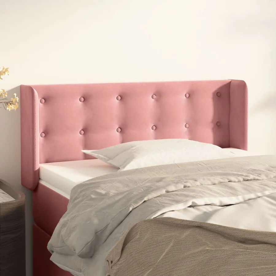 Tête de lit avec oreilles Rose 93x16x78/88 cm Velours