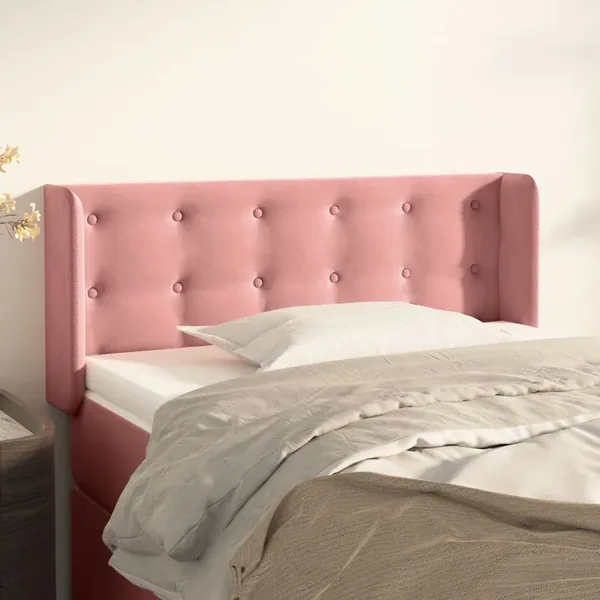 Tête de lit avec oreilles Rose 93x16x78/88 cm Velours