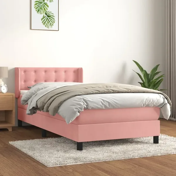 Sommier à lattes de lit avec matelas Rose 90x200 cm Velours