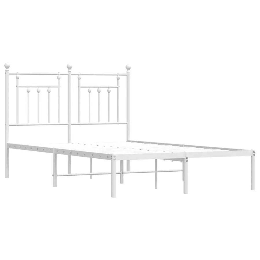 Cadre de lit métal sans matelas et tête de lit blanc 120x190 cm - 3