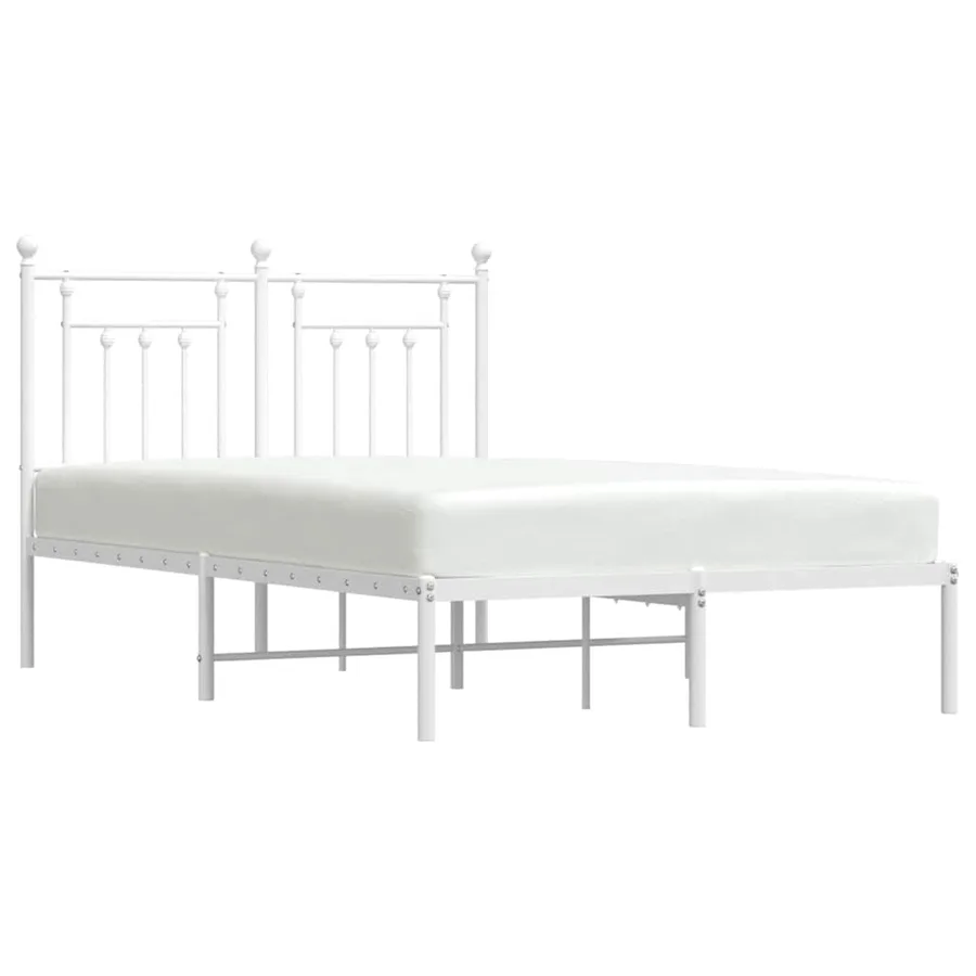 Cadre de lit métal sans matelas et tête de lit blanc 120x190 cm - 5