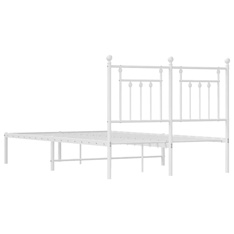 Cadre de lit métal sans matelas et tête de lit blanc 120x190 cm - 8