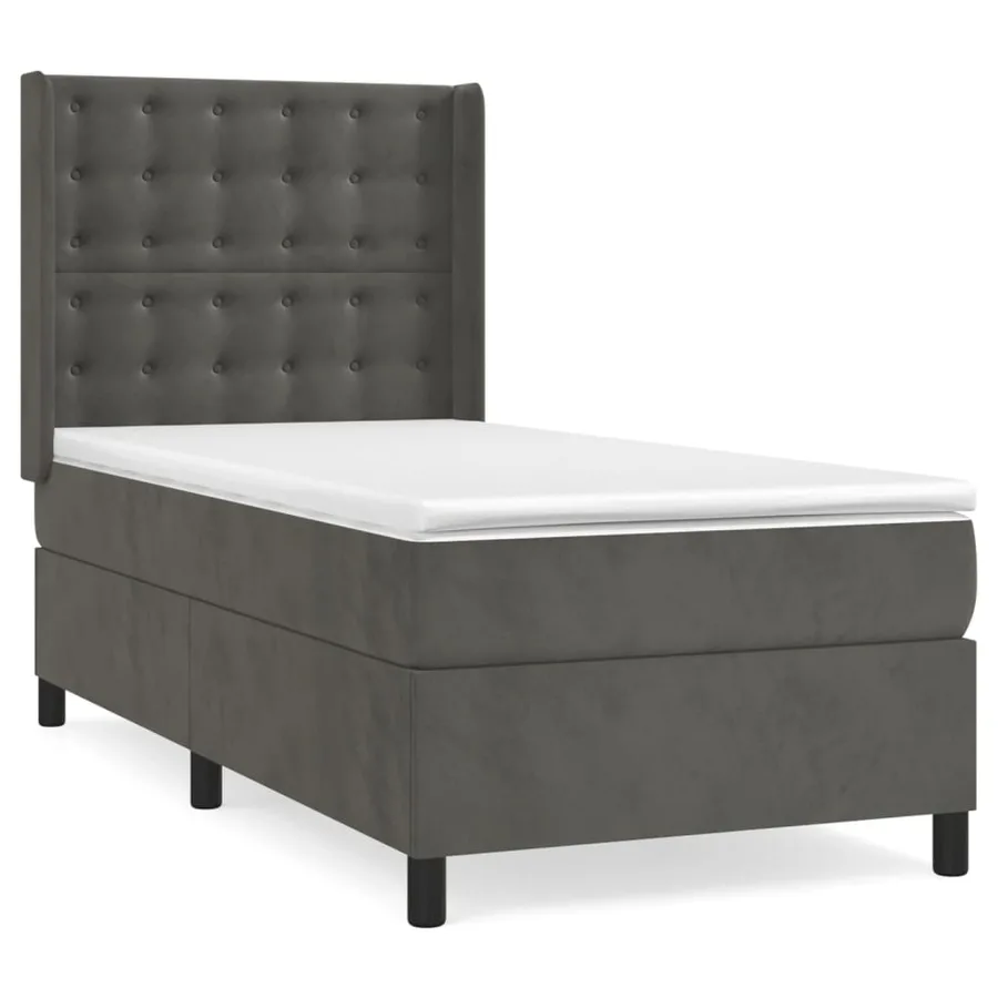 Sommier à lattes de lit et matelas Gris foncé 80x200 cm Velours - 2