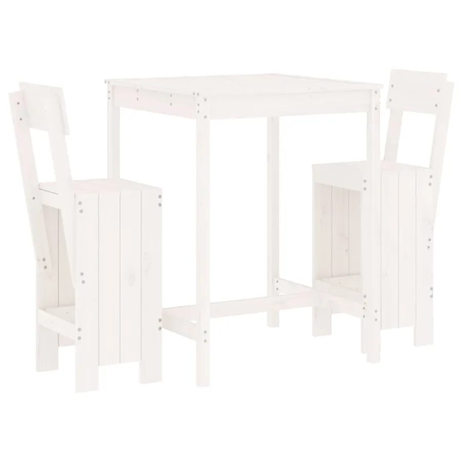 Ensemble de bar de jardin 3 pcs blanc bois de pin massif - 2