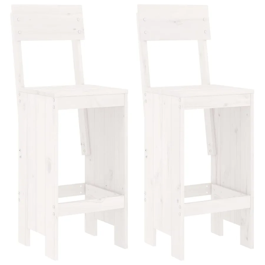 Ensemble de bar de jardin 3 pcs blanc bois de pin massif - 3