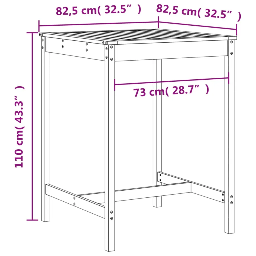 Ensemble de bar de jardin 3 pcs blanc bois de pin massif - 9