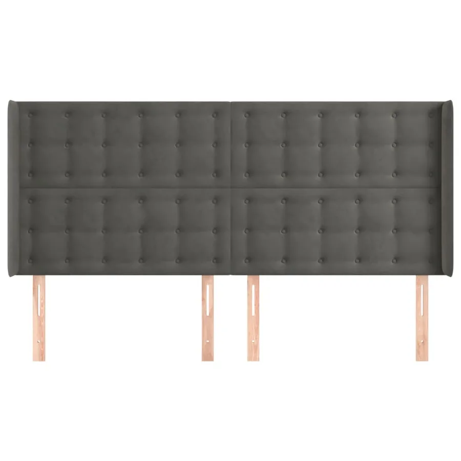 Tête de lit avec oreilles Gris foncé 163x16x118/128 cm Velours - 3