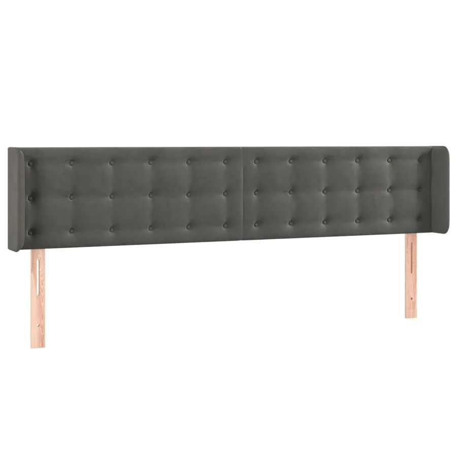 Tête de lit avec oreilles Gris foncé 163x16x78/88 cm Velours - 2