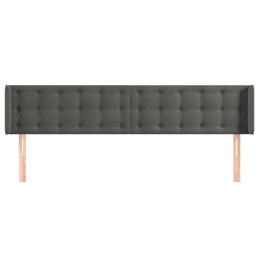 Tête de lit avec oreilles Gris foncé 163x16x78/88 cm Velours - 3