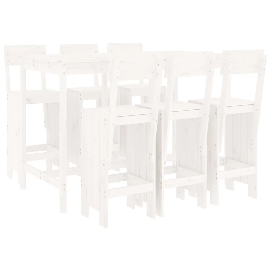 Ensemble de bar de jardin 7 pcs blanc bois de pin massif - 2