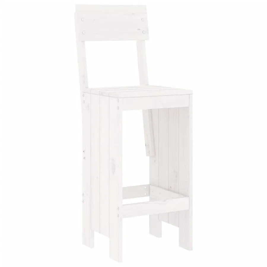 Ensemble de bar de jardin 7 pcs blanc bois de pin massif - 4