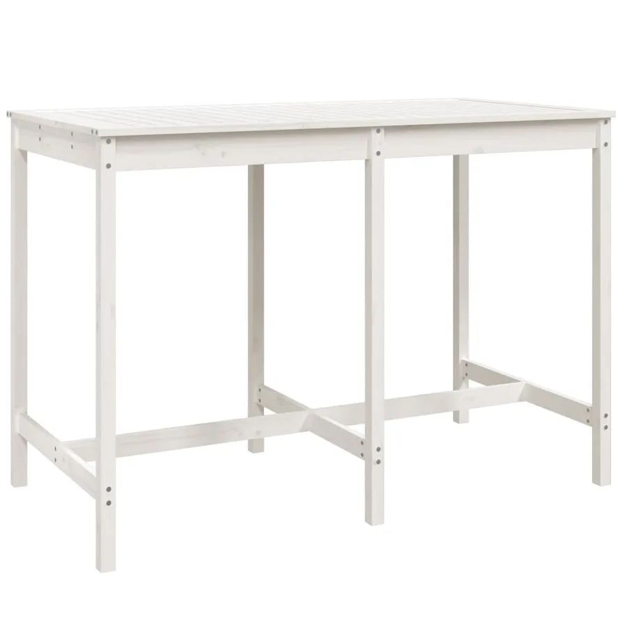 Ensemble de bar de jardin 7 pcs blanc bois de pin massif - 6