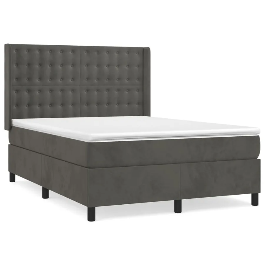 Sommier à lattes de lit et matelas Gris foncé 140x200cm Velours - 2