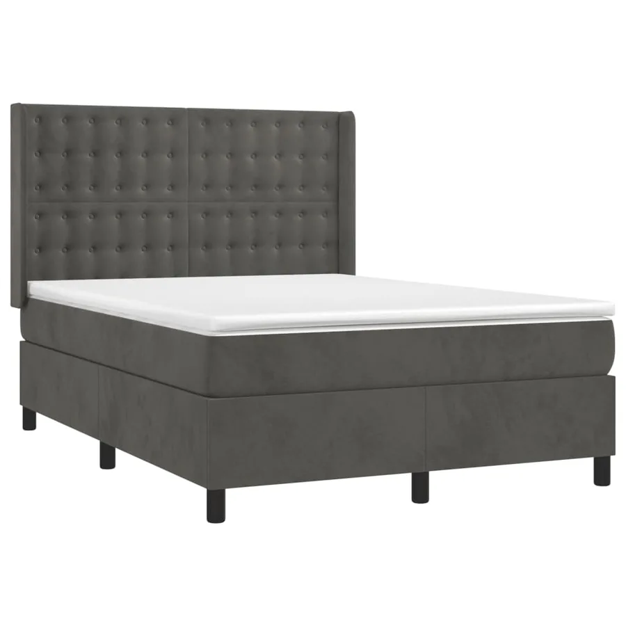 Sommier à lattes de lit et matelas Gris foncé 140x200cm Velours - 3