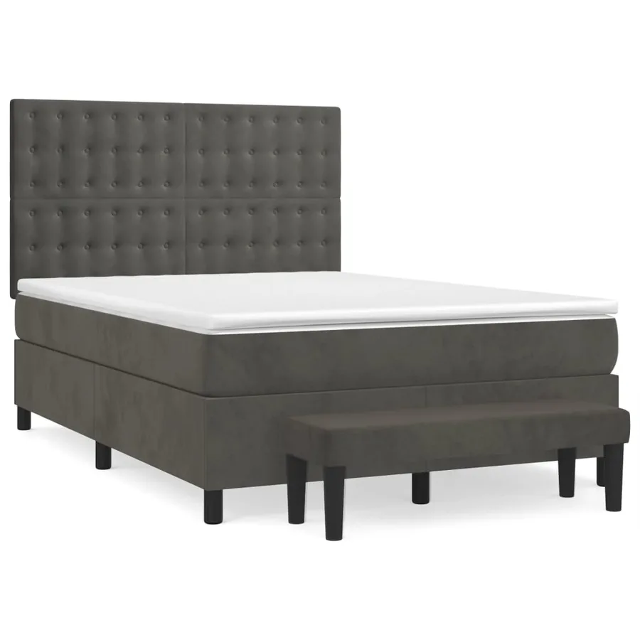 Sommier à lattes de lit et matelas Gris foncé 140x200cm Velours - 2