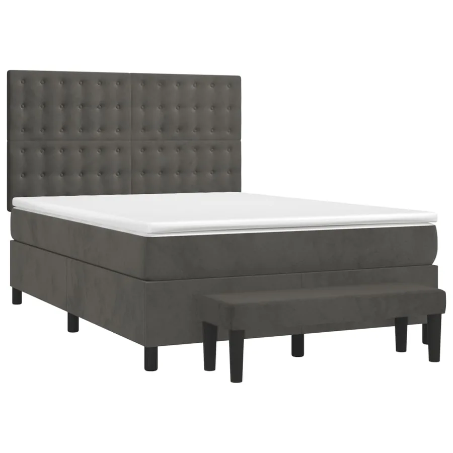 Sommier à lattes de lit et matelas Gris foncé 140x200cm Velours - 3