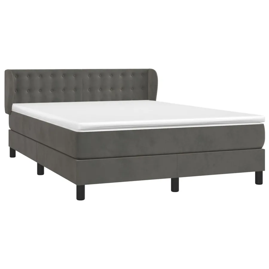 Sommier à lattes de lit et matelas Gris foncé 140x200cm Velours - 3