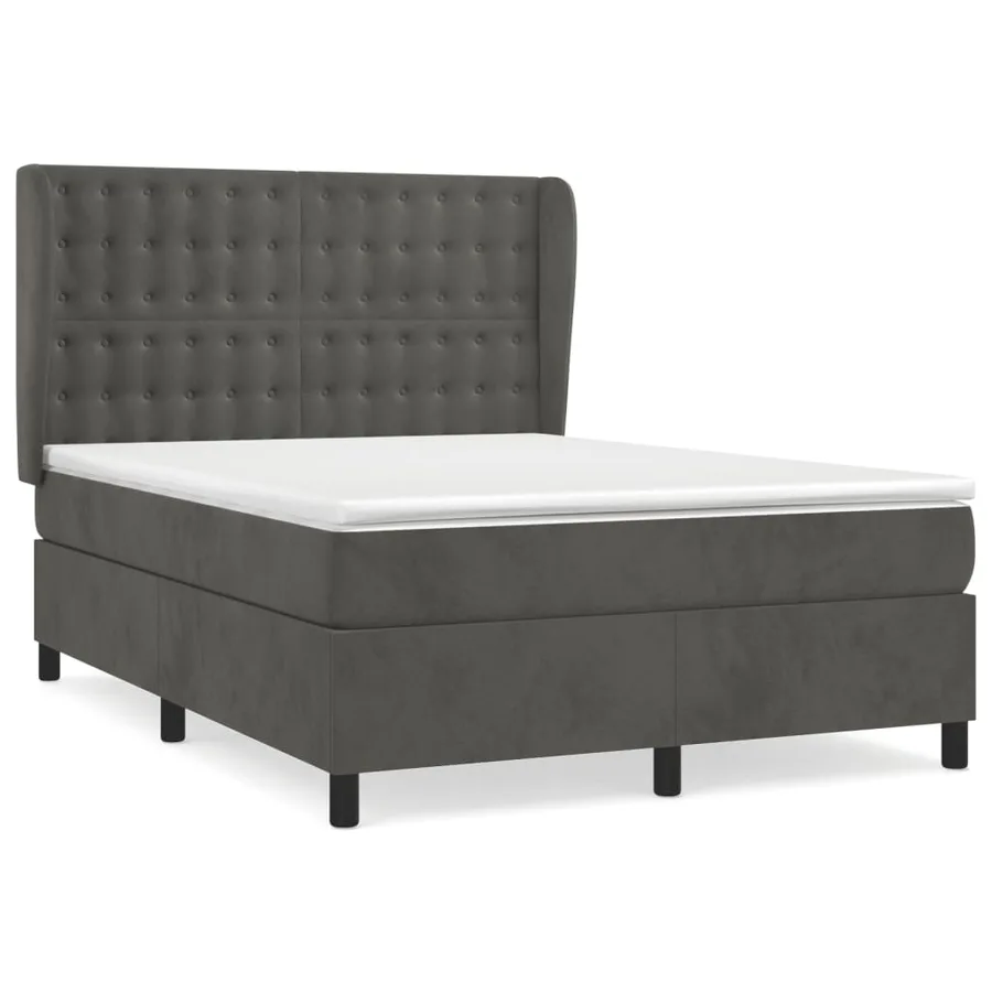 Sommier à lattes de lit et matelas Gris foncé 140x200cm Velours - 2