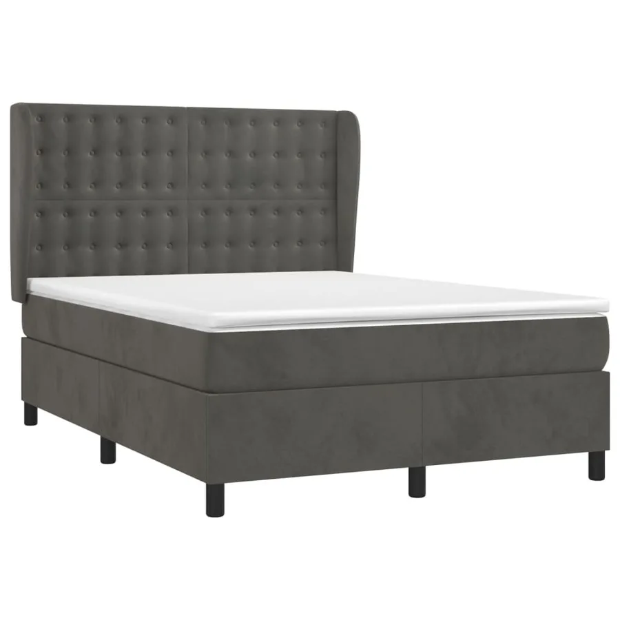 Sommier à lattes de lit et matelas Gris foncé 140x200cm Velours - 3