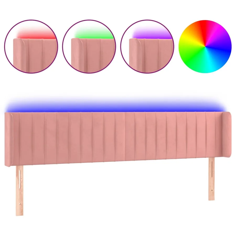 Tête de lit à LED Rose 183x16x78/88 cm Velours - 2