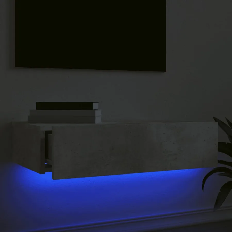 Meuble TV avec éclairage LED gris béton 60x35x15,5 cm - 4