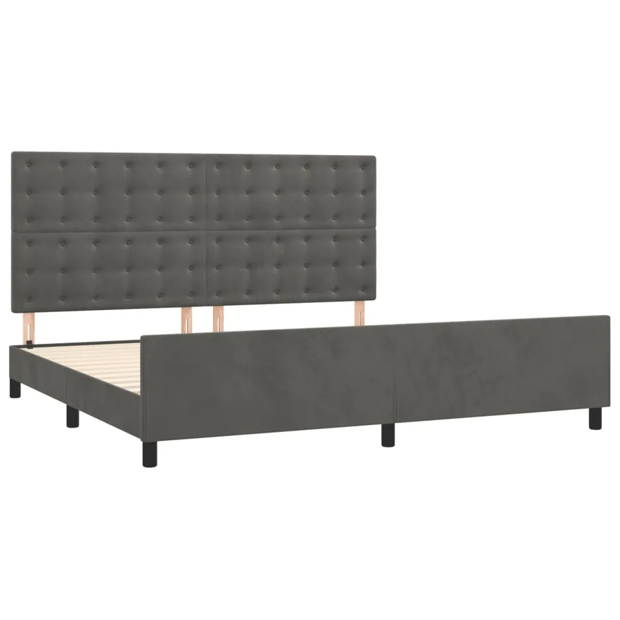 Cadre de lit sans matelas gris foncé 200x200 cm velours - 4