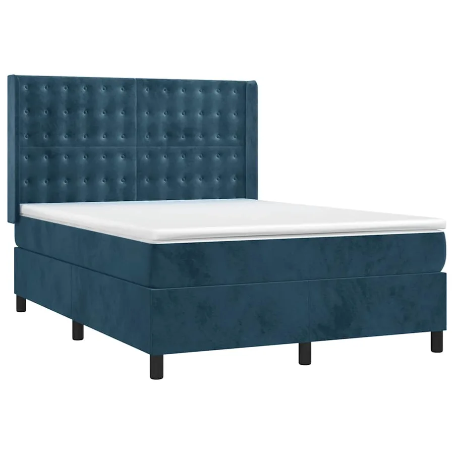 Sommier à lattes de lit matelas et LED Bleu foncé 140x200 cm - 3
