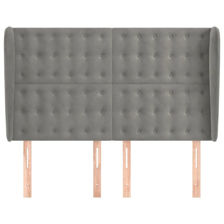 Tête de lit avec oreilles Gris clair 147x23x118/128 cm Velours - 3
