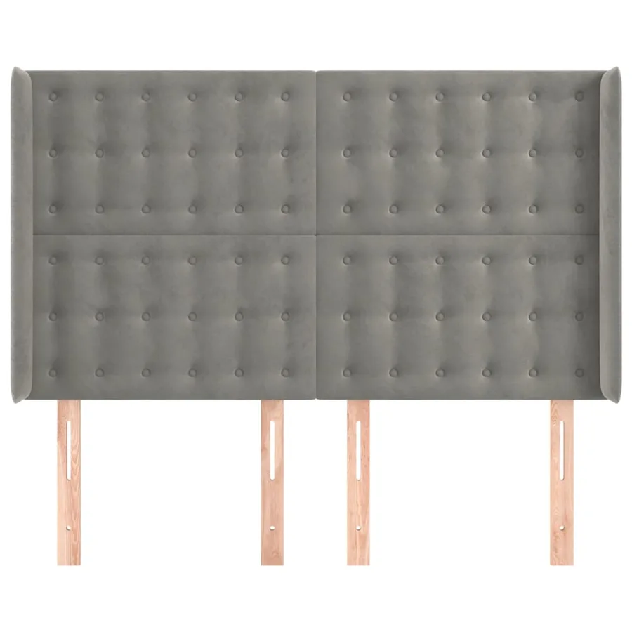 Tête de lit avec oreilles Gris clair 147x16x118/128 cm Velours - 3