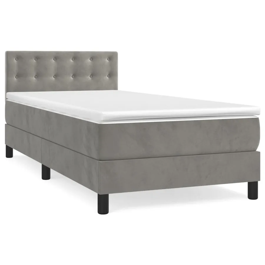 Sommier à lattes de lit et matelas Gris clair 90x200 cm Velours - 2