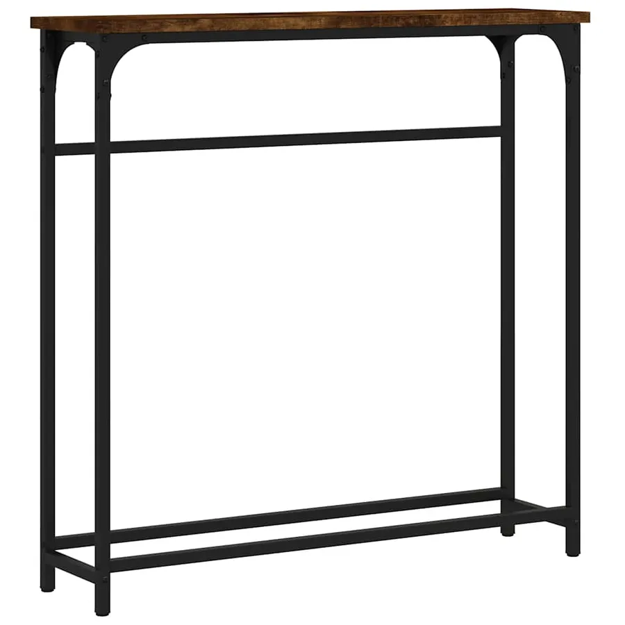 Table console chêne fumé 75x19,5x75 cm bois d'ingénierie - 2