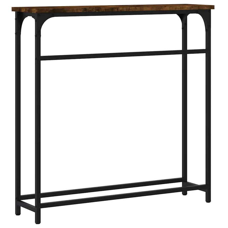 Table console chêne fumé 75x19,5x75 cm bois d'ingénierie - 6