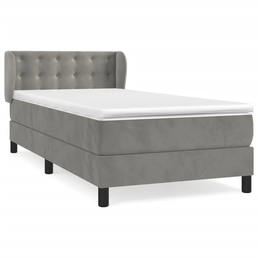 Sommier à lattes de lit et matelas Gris clair 90x190 cm Velours - 2