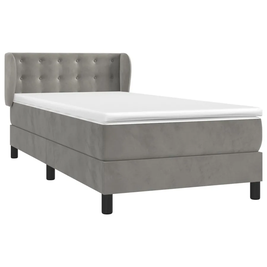 Sommier à lattes de lit et matelas Gris clair 90x190 cm Velours - 3