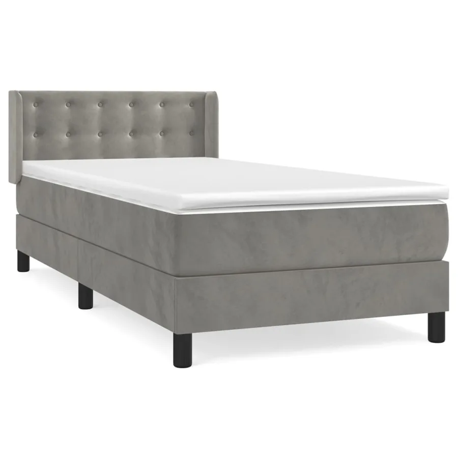 Sommier à lattes de lit et matelas Gris clair 90x200 cm Velours - 2
