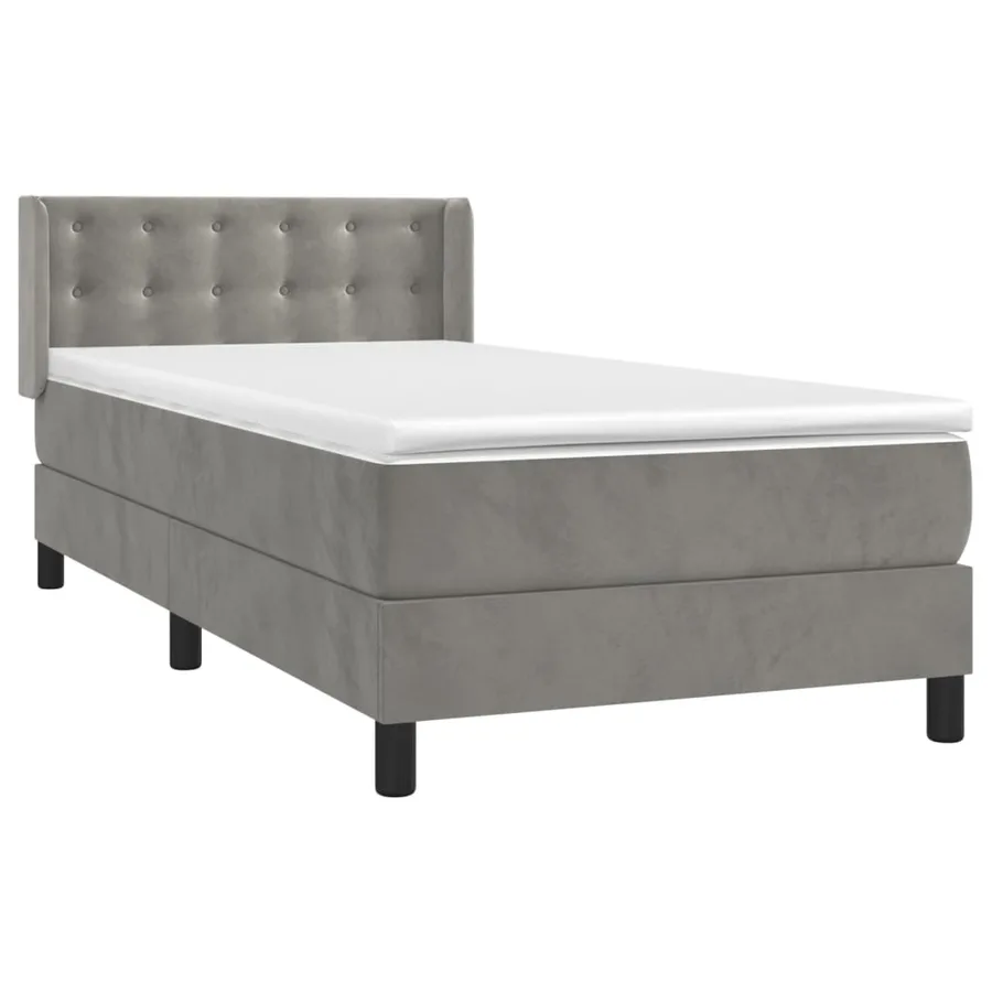 Sommier à lattes de lit et matelas Gris clair 90x200 cm Velours - 3