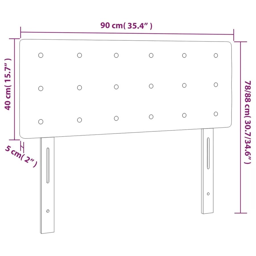 Tête de lit Gris clair 90x5x78/88 cm Velours - 8